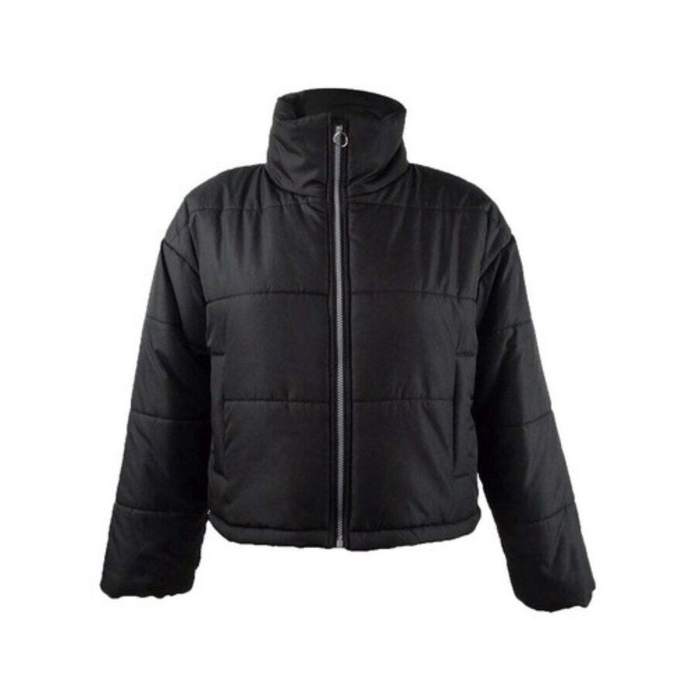 Celebrity Pink Juniors' Cropped Puffer Coat Black Size XXL